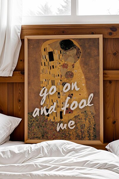 Saturn Gustav Klimt Sărutul Tablou înrămat Go On and Fool Me Cadou romantic p...