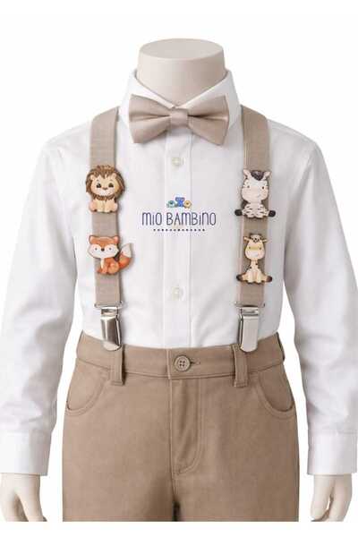 MİO BAMBİNO Baby Boy Stylish Pants, Suspenders and Bow Tie Set (April 23, Bir...