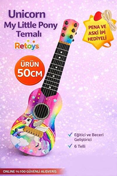 Retoys Oyuncak Unicorn My Little Pony Desenli İspanyol Gitar Ukulele 6 Telli ...