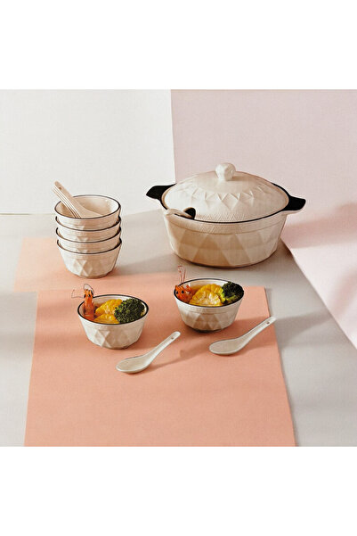 Generic White ceramic soup set, 15 pieces