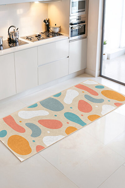 Home Renkli Geometrik Şekiller Desenli Modern Stil Mutfak Halısı