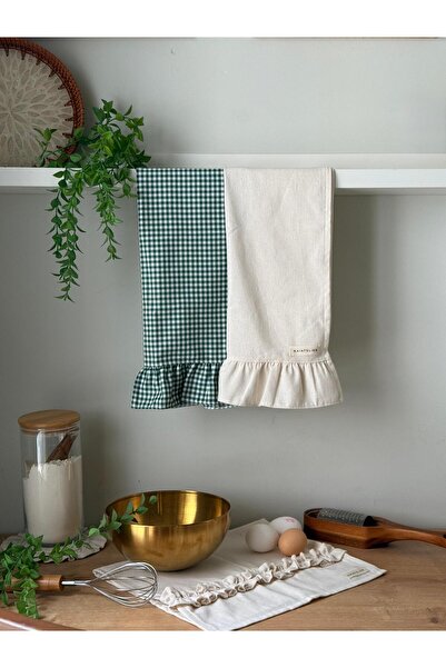 KaiAtelier Mossy X Natural Linen 2-Pack Oven Cloths / Drying Cloths