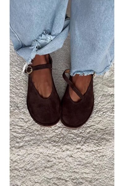 FUNDA AKIN Mi Luz Mina Hakiki Deri Süet Kahverengi Ayakkabı