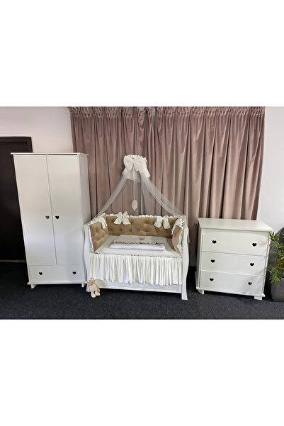 PeppiBambini Lenjerie de patut personalizata 11 piese ROYAL Catifea White Bei...