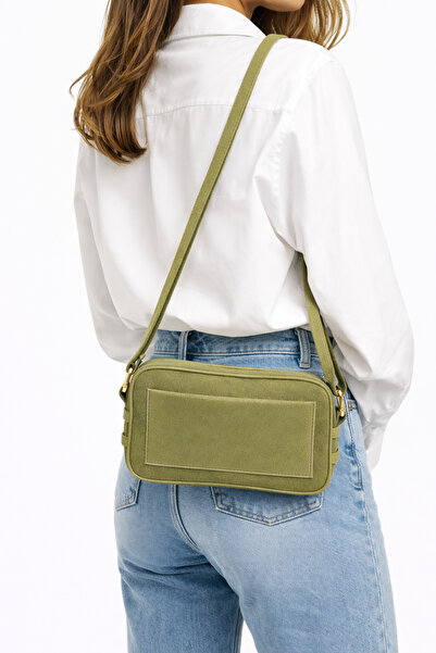 HBS Geantă de umăr mini din pânză pentru femei, cu detalii din piele |   Mode...