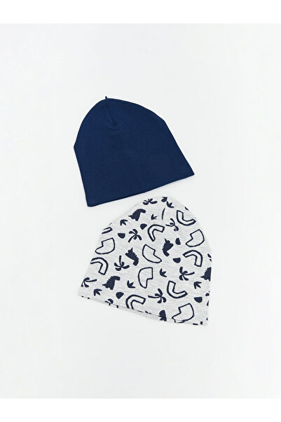 LC Waikiki مجموعة ميرال قبعة بيبي بوي مطبوعة باللون الرمادي، عبوة من قطعتين