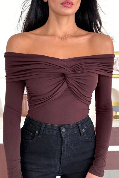 Auroveen Madonna Collar Knot Detailed Long Sleeve Blouse Av10125