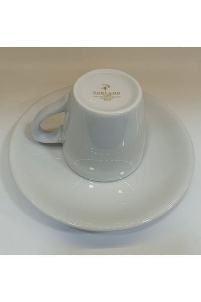 Porland Porselen 64 cc Bella Kahve Fincanı Takımı 6 Kişilik Düz Beyaz Espresso Türk Kahvesi Fincan Seti