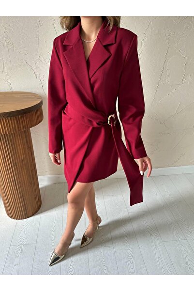 Ekim Store Double-Breasted Belted Blazer Dress with Buckle