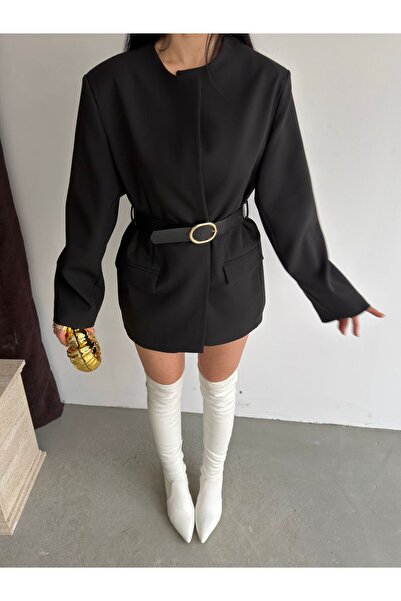 Ekim Store Hakim Lapel Collar Belted Blazer Jacket