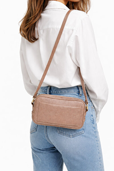 HBS Geantă de umăr mini din pânză pentru femei, cu detalii din piele |   Mode...