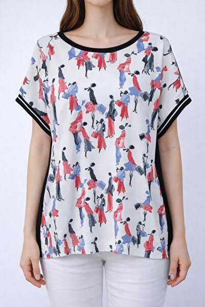 Neden Tekstil Fashion Illustration Printed on the Front and Black Blouse on t...