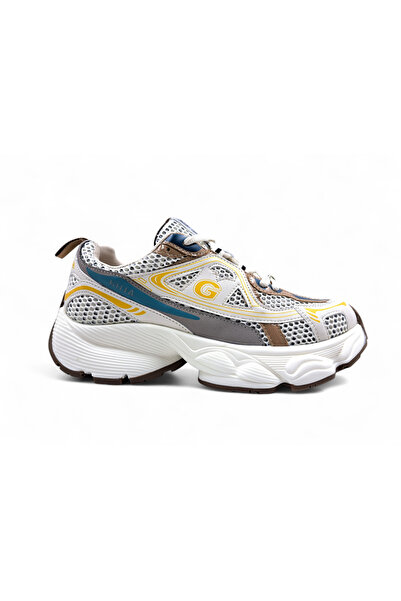 Guja 5 cm High Sole Women's Daily and Walking Yellow Beige Sneaker Sports Shoes