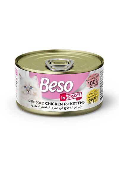 Beso Shredded Chicken in Gravy for Kittens – Grain-Free Wet Kitten Food | 100...