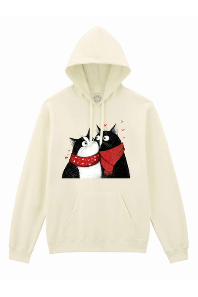 Cu Pisici Printed Hoodie-Love U Furrever, Unisex, Valentine's Day