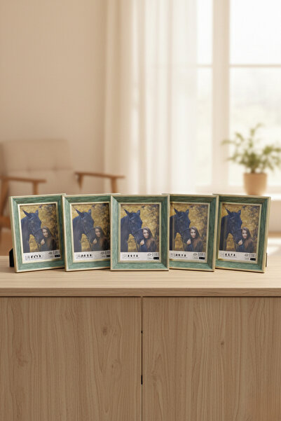 Asya Çerçeve Ultra Lüks 5'li Set Yeşil 15x21 Ayaklı Plastik Fotoğraf Çerçevesi