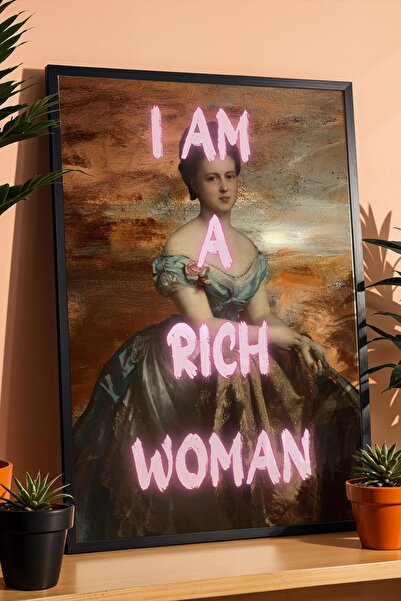 Saturn Είμαι μια Πλούσια Γυναίκα Πίνακας με Κορνίζα Φεμινιστική Τέχνη Διακόσμ...