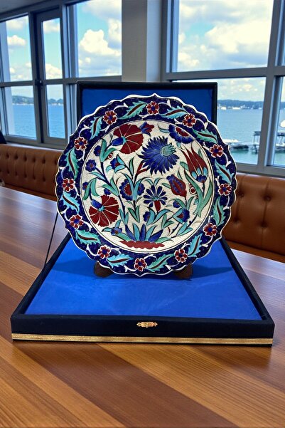 YOOS Kadife Kutulu 30Cm Özel Samur İşçiliği Kütahya Çinisi Turkuaz - Kırmızı ...
