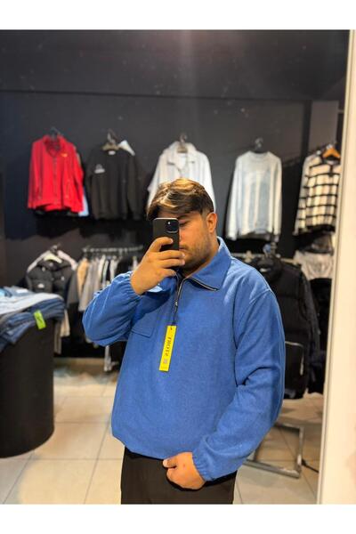 Q45collection Cushioned Fabric Pocket Polo Collar Sweatshirt