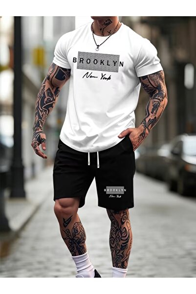 PAVRO Unisex Oversize Shorts Set Bottom-Top Two-Piece Casual Mixed Prints Pri...