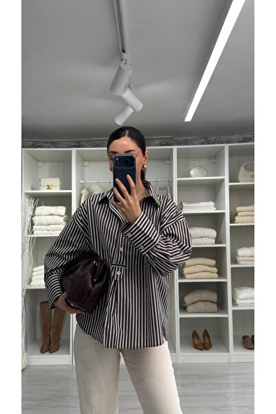 LUUNA STORE Alen Striped Poplin Shirt - Brown