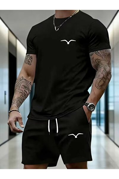 PAVRO Unisex Oversize Shorts Set Bottom-Top Two-Piece Comfortable Mixed Pvr C...