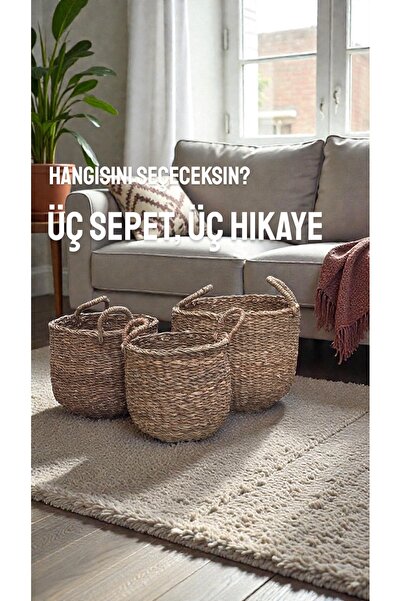 DECHAUS 3lü Büyük El Örmesi Hasır Saksılık