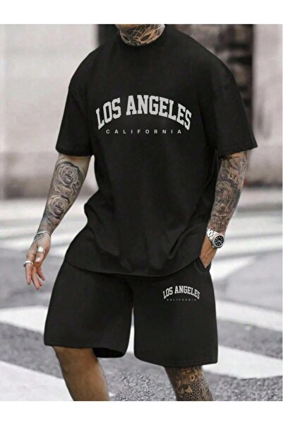 PAVRO Unisex Oversize Shorts Set Bottom-Top Two-Piece Casual Mixed Prints Pri...