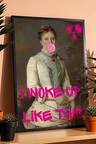 Saturn I Woke up Like This Gummy Woman Portrait Framed Painting Classic Art M...