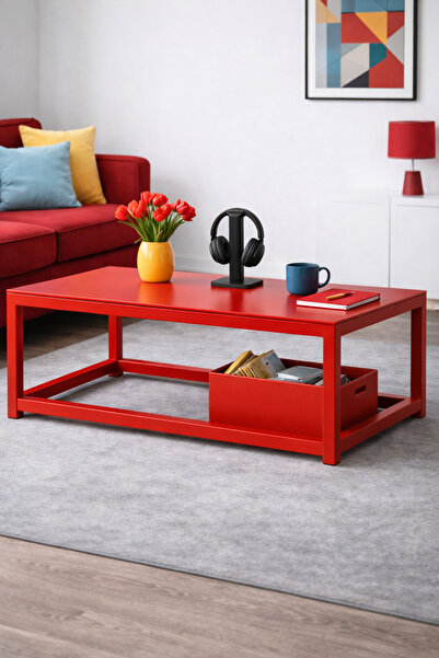 Mintcraft Endüstriyel Metal Orta Sehpa Siyah Sac Üst Tabla 100x60x45 cm