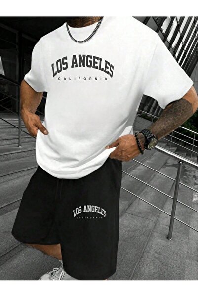 PAVRO Unisex Oversize Shorts Set Bottom-Top Two-Piece Casual Mixed Prints Pri...