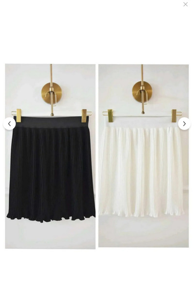 LYZALÜXEN LÜX Kadın Piliseli Etek Içlik Ekru Beli Lastikli Pileli Pliseli Min...