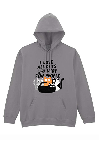 Cu Pisici I Love All Cats and Few People Printed Hoodie, Unisex, Valentine's Day
