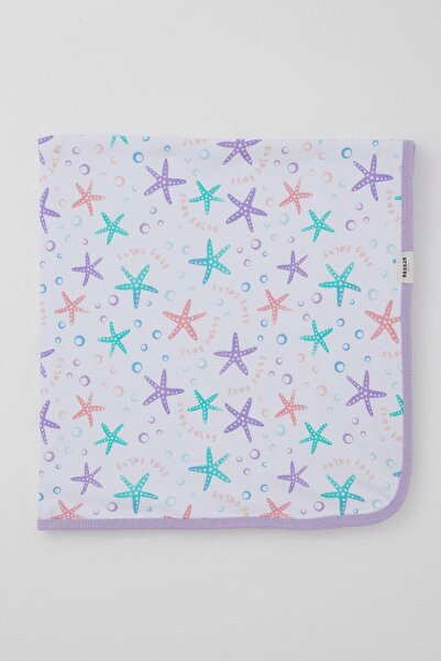 Breeze Newborn Baby Blanket Colorful Starfish Patterned Standard, White