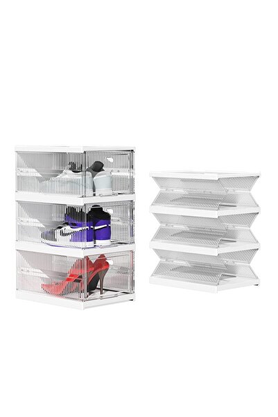 Generic 6 Tier Stackable Shoe Storage Box, Installation-Free Foldable Organis...
