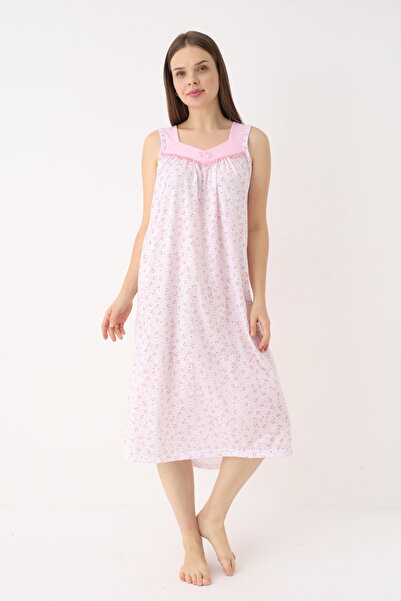 YASAR UNDERWEAR Women's Cotton Strappy Patterned Long Nightgown