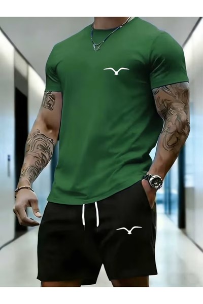 PAVRO Unisex Oversize Shorts Set Bottom-Top Two-Piece Comfortable Mixed Pvr C...