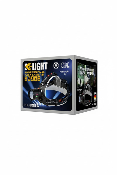 KLIGHT Profesyonel Zoom Özellikli Şarjlı Kafa Feneri - Ergonomik Tasarım Yüks...