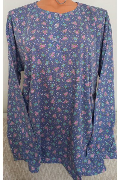 Anne Er Clothing Battal Paper Print Combed Cotton Blouse Long-Sleeve O-Neck 3...