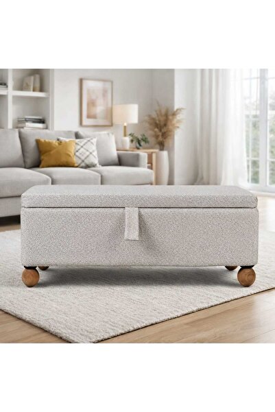 PUFMANYA VANESSA PREMİUM 90 CM SANDIKLI GÜRGEN AYAKLI DOKUMA KUMAŞLI PUF BENC...