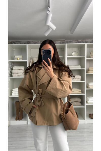 LUUNA STORE Vatkali Short Trench Coat - Camel