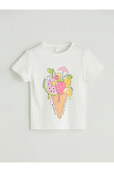 LC Waikiki RMZ GİYİM FARKIYA تي شيرت بناتي مطبوع بياقة روبا