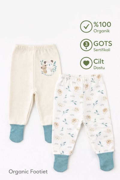Melekpare Bebek&Çocuk Organik Patikli Pantolon Kendinden Çoraplı Alt Pijama M...
