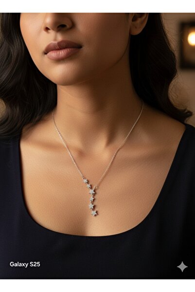Sedoriam Yıldız Figürlü Y Kolye Gümüş Renk – Taşlı Silver Kadın Kolye | Sevgi...