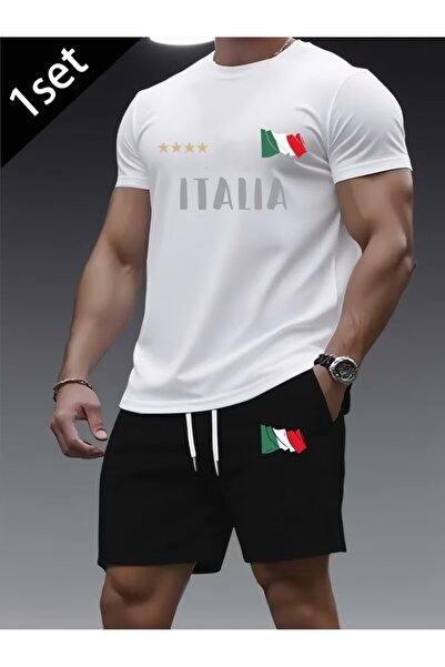 PAVRO Unisex Oversize Shorts Set Bottom-Top Two-Piece Comfortable Mixed Pvr C...