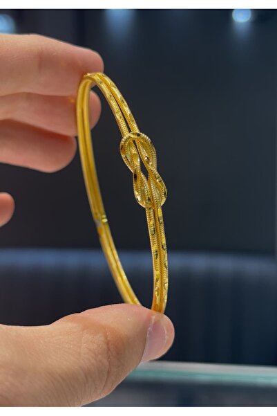 ADORA GÜMÜŞ 925 Ayar Gümüş Üzerine 22 Ayar Altın Kaplama Damla İşlemeli Düğüm...