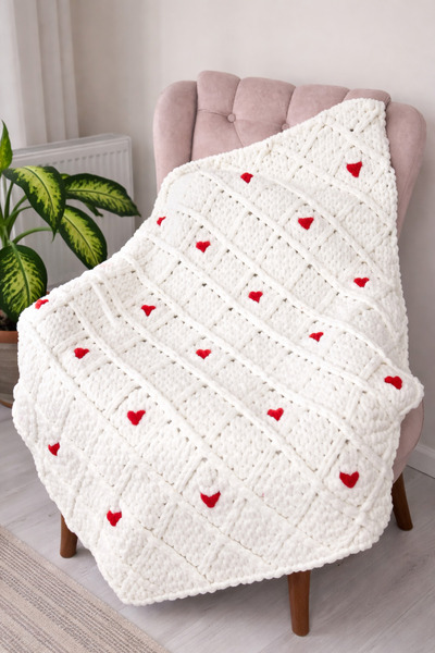 ARTTMACRAME Puffy Hearted Baklava Knitted Baby Blanket – Soft