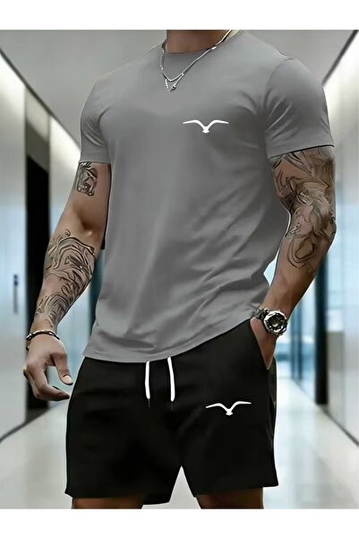 PAVRO Unisex Oversize Shorts Set Bottom-Top Two-Piece Comfortable Mixed Pvr C...