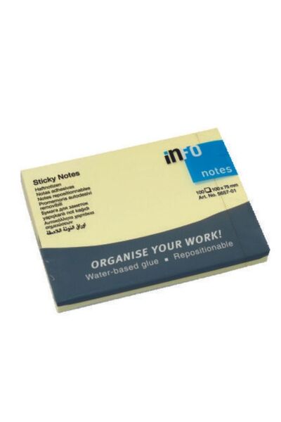 Info Notes 125X75 mm Adhesive Note Holder 100 Pages Yellow