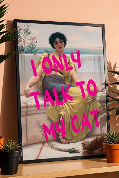 Saturn John William Godward Idleness Framed Painting I Only Talk to My Cat Gi...